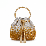 ELODINE RHINESTONE GRADIENT GOLDEN BUCKET BAG J03910