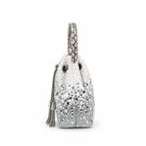 ELODINE RHINESTONE GRADIENT WHITE BUCKET BAG J03910