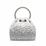 ELODINE RHINESTONE GRADIENT WHITE BUCKET BAG J03910
