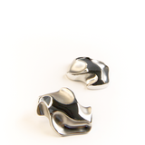 EVERLY WARPED CHUNKY STUD EARRINGS SILVER