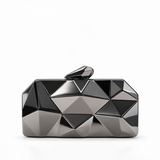 ORLENA FACETED METALLIC BLACK CLUTCH 0141