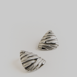 IRIS TEXTURED TRIANGULAR SILVER EARRINGS