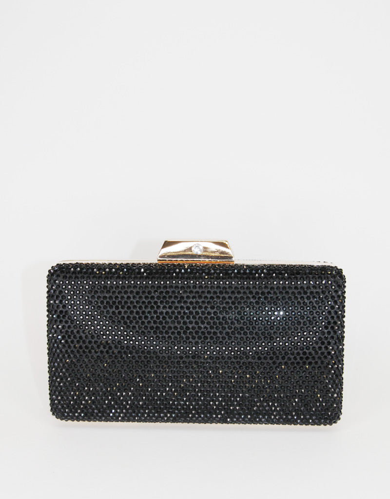 LESTARI CRYSTAL PHONE CLUTCH - BLACK