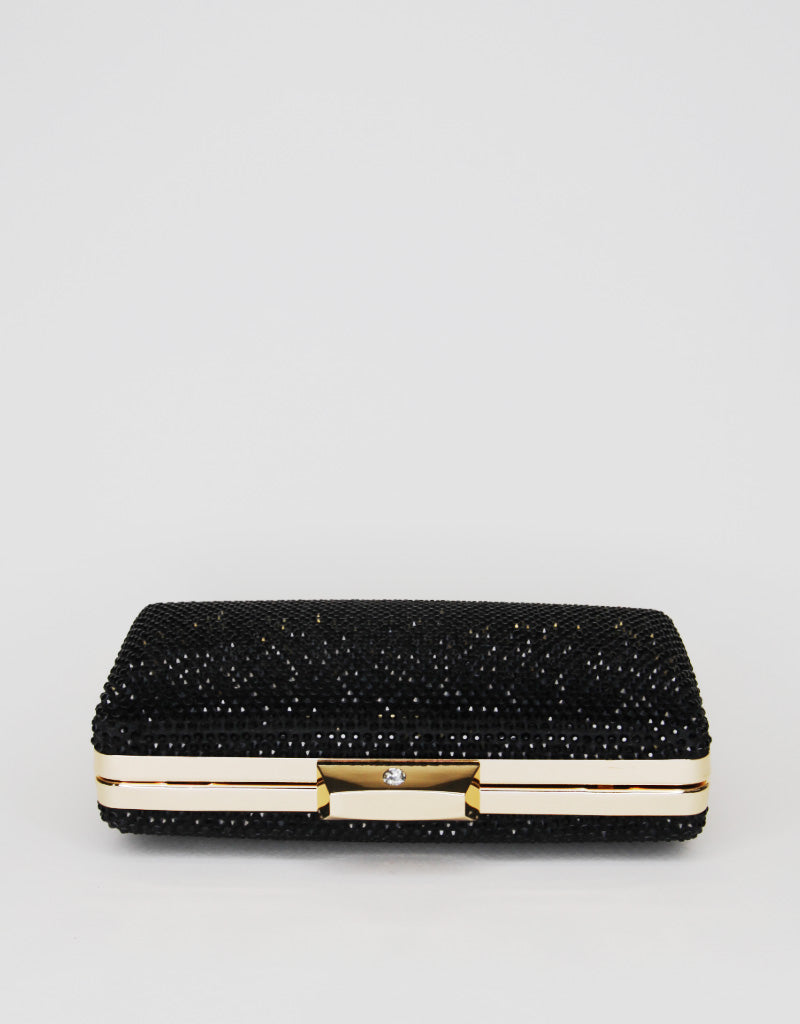 LESTARI CRYSTAL PHONE CLUTCH - BLACK