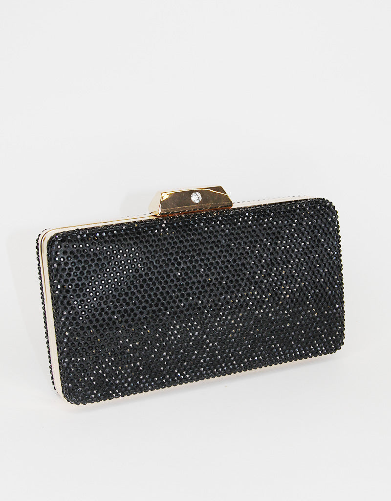 LESTARI CRYSTAL PHONE CLUTCH - BLACK