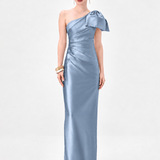 ARAMY ONE SHOULDER BOW GOWN B83D0160 - STEEL BLUE