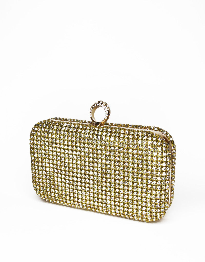 MARLOW LUXE DIAMANTE CLUTCH - GOLD