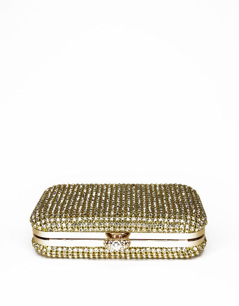 MARLOW LUXE DIAMANTE CLUTCH - GOLD