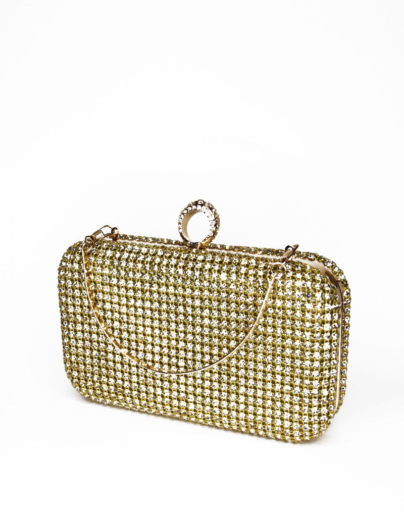 MARLOW LUXE DIAMANTE CLUTCH - GOLD