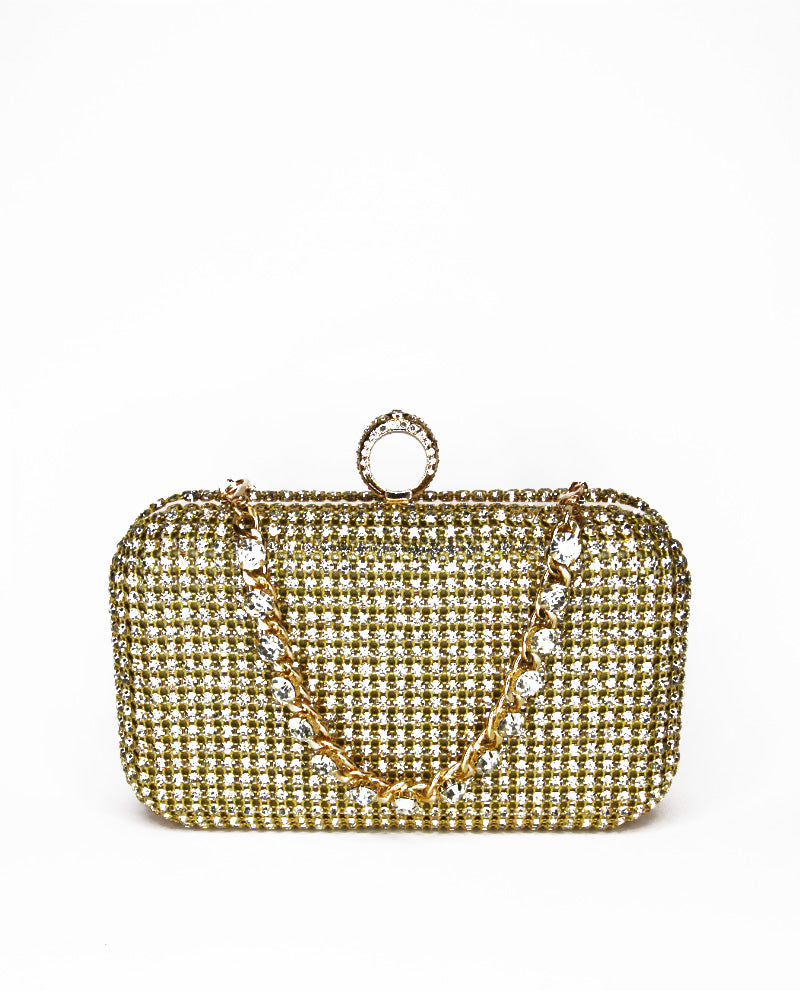 MARLOW LUXE DIAMANTE CLUTCH - GOLD