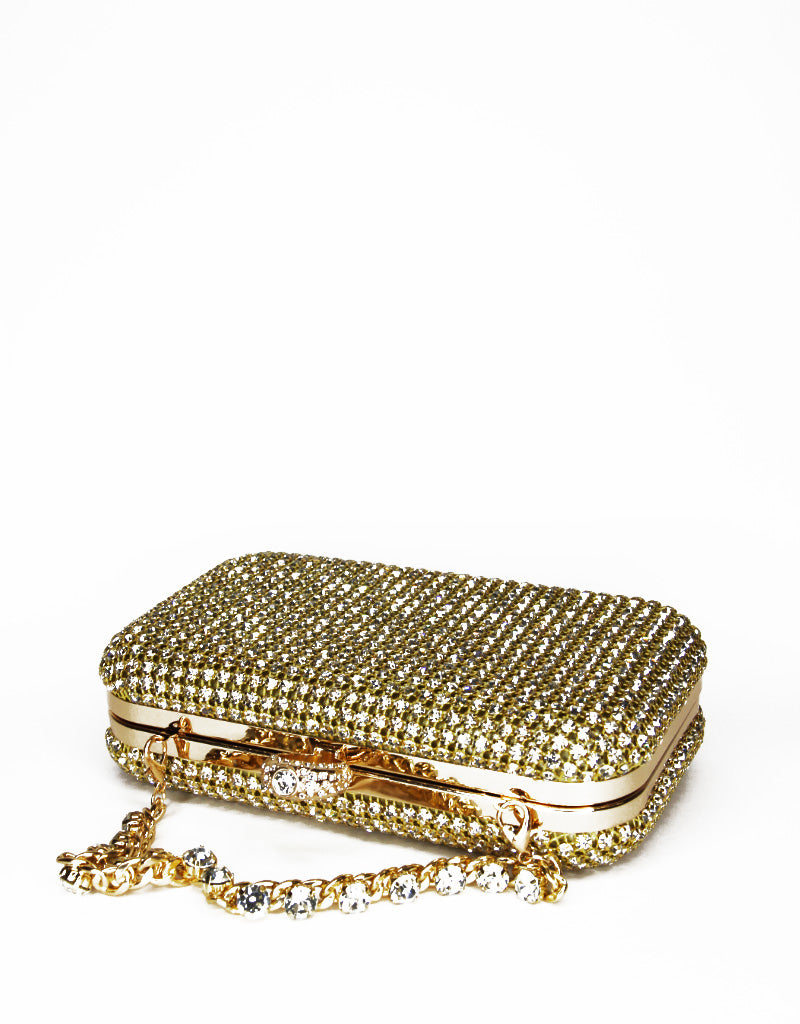 MARLOW LUXE DIAMANTE CLUTCH - GOLD