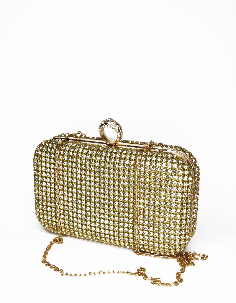 MARLOW LUXE DIAMANTE CLUTCH - GOLD