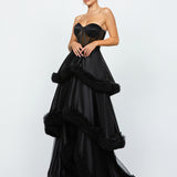 MULLIGAN STRAPLESS TIERED BALL GOWN B68D06HL