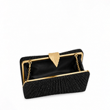 ALVENA PLEATED GLITTER BLACK CLUTCH 0220A