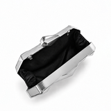 ORLENA FACETED METALLIC SILVER CLUTCH 0141