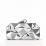 ORLENA FACETED METALLIC SILVER CLUTCH 0141