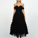 THEODORA OFF SHOULDER TEA LENGTH MIDI B64D16S