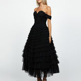 THEODORA OFF SHOULDER TEA LENGTH MIDI B64D16S