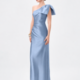 ARAMY ONE SHOULDER BOW GOWN B83D0160 - STEEL BLUE