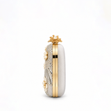 NORELLE FAN EMBELLISHED SILVER CLUTCH OC4437
