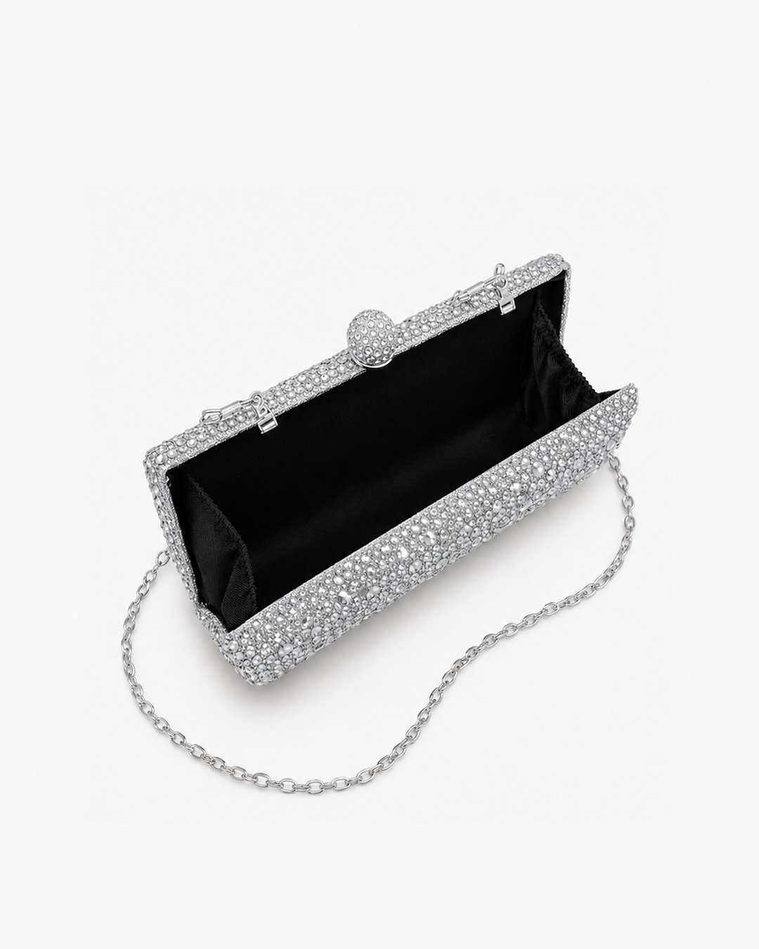 AIMY RHINESTONE TEXTURED CLUTCH TZ18025-SILVER – Bariano
