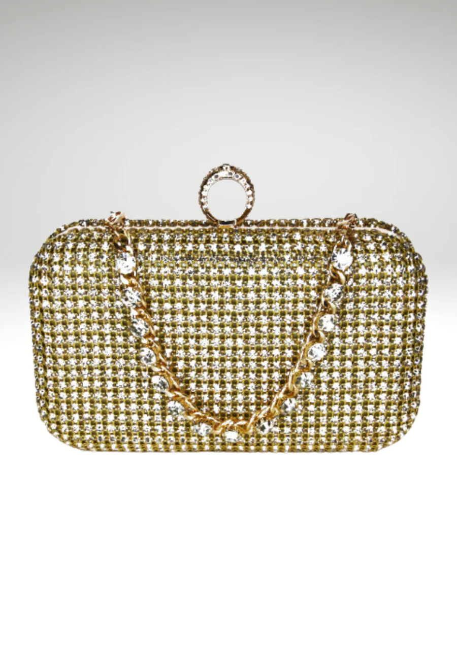 MARLOW LUXE DIAMANTE CLUTCH - GOLD