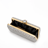 VALORA GLITTER BAR CLASP SILVER CLUTCH 22045