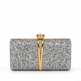 VALORA GLITTER BAR CLASP SILVER CLUTCH 22045