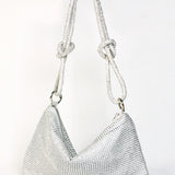MADDISON CHUNKY HANDLE DIAMANTE POUCH BAG SILVER
