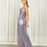 STEPHANIE COWL DRAPED SEQUIN GOWN B34D15LSE
