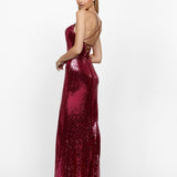 STEPHANIE COWL DRAPED SEQUIN GOWN B34D15LSE