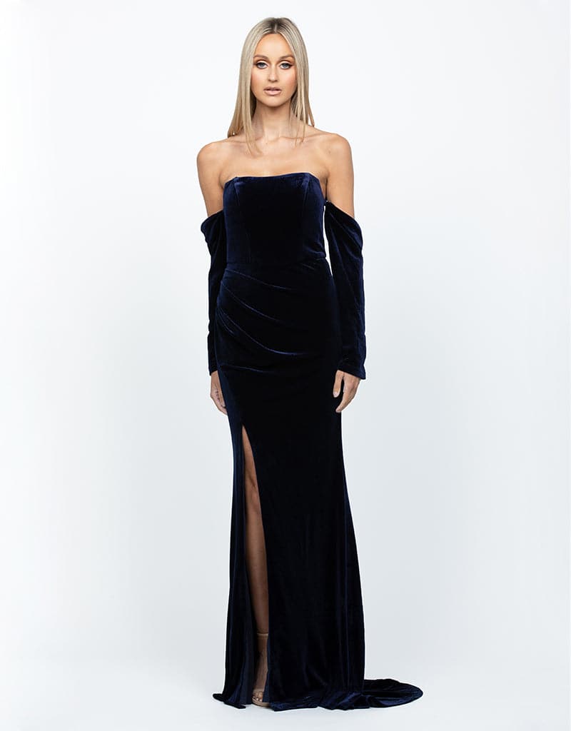 CASEY OFF SHOULDER DRAPED GOWN B53D01LT