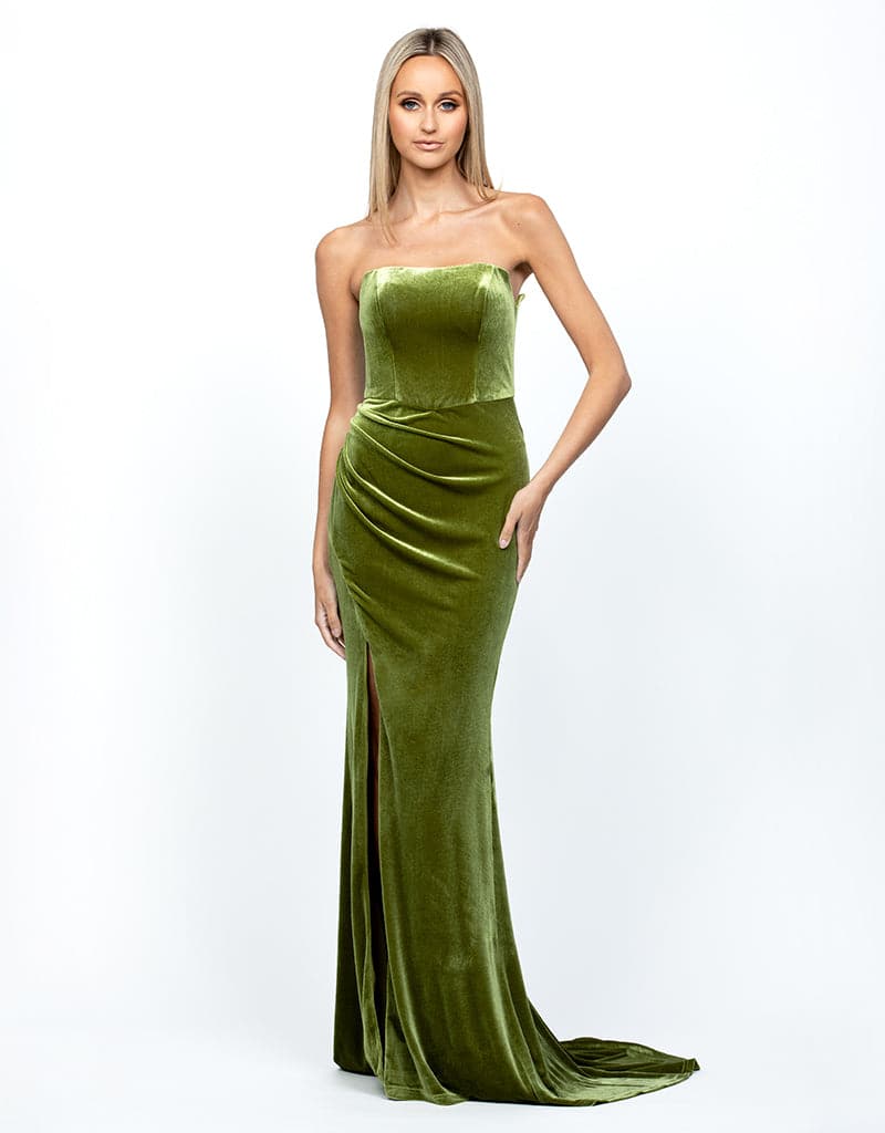 CASEY OFF SHOULDER DRAPED GOWN B53D01LT