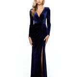 MARIHAN V NECK DRAPED GOWN B53D02L