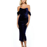 TAYLA OFF SHOULDER DRAPED MIDI B53D03S