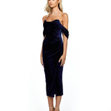 TAYLA OFF SHOULDER DRAPED MIDI B53D03S