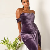 TAYLA OFF SHOULDER DRAPED MIDI B53D03S