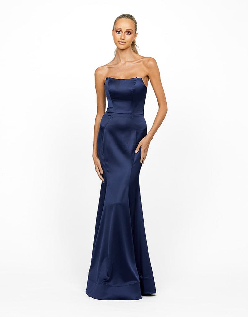 AGAPE STRAPLESS FLARED GOWN B55D24L