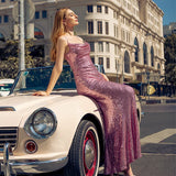 STEPHANIE COWL DRAPED SEQUIN GOWN B34D15LSE